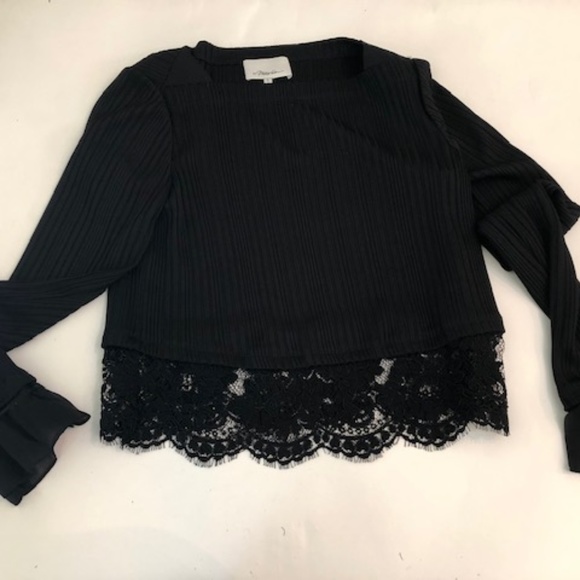 3.1 PHILLIP LIM CROPPED TOP (ribbed with lace) S P - Picture 2 of 4